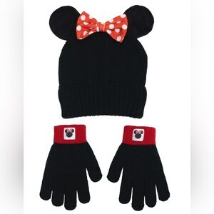 BRAND NEW Girls Minnie Mouse Beanie Hat and Gloves, 2-Piece Set (One Size)